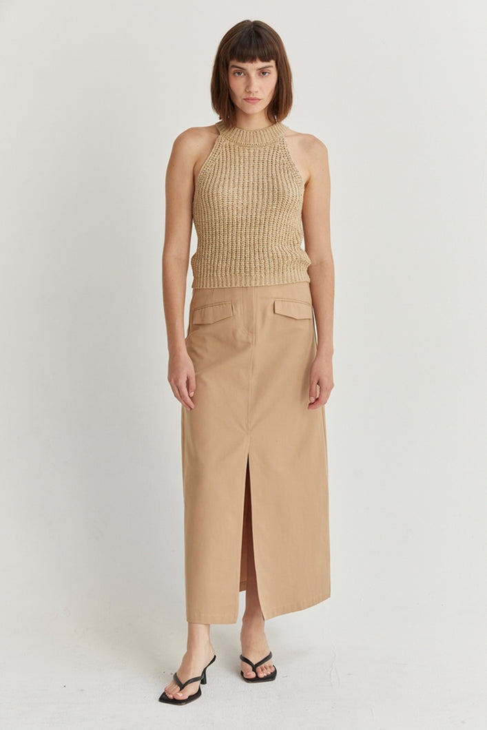 YUNES TENCEL COTTON MIDI SKIRT