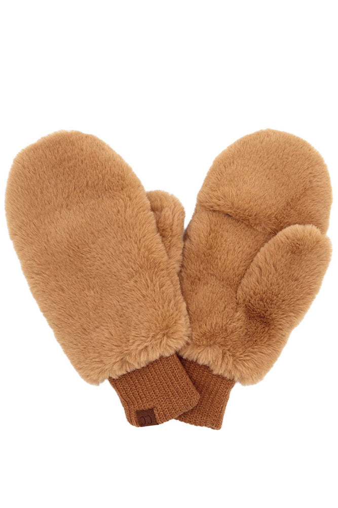 FAUX FUR MITTENS WITH SHEPHERD LINING