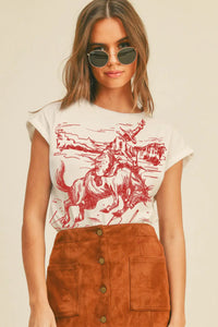 COWBOY RODEO ROLLED UP SLEEVE TEE