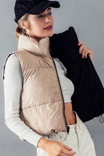 REVERSIBLE STAND COLLAR CROPPED PUFF VEST