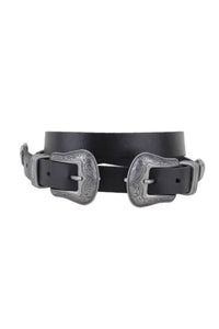 WESTERN DOUBLE BUCKLE LEATHER BELT