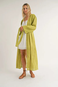 MAIN SQUEEZE KIMONO W BELT - CITRUS GREEN