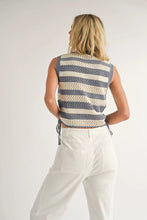 CASSIE SIDE RUCH SWEATER TANK - IVORY BLUE
